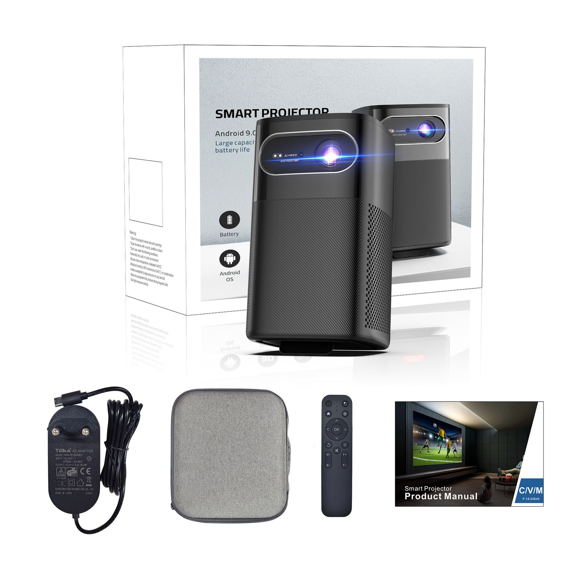Mini Portable Projector Rechargeable Battery - 4K対応、内蔵スピーカー搭載、1080PフルHDワイヤレスミニポータブルムービープロジェクター（充電式バッテリー付き）
