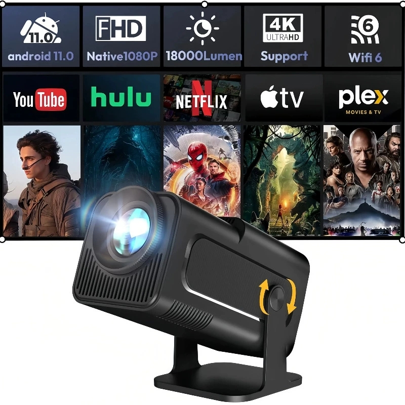 4K Smart Projector Android 11 Wifi 6 - HY320Mini 新登場 ネイティブ720P Android 11 4Kスマートプロジェクター
