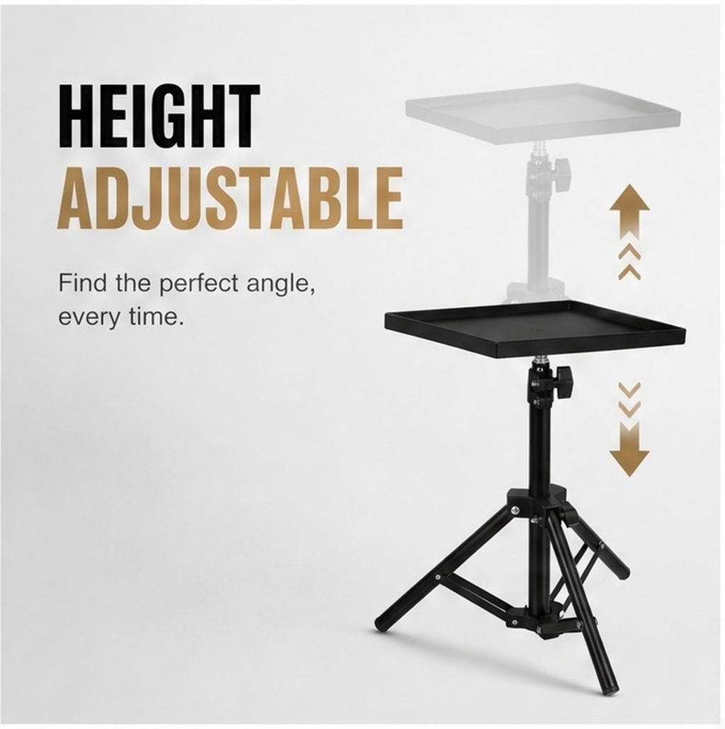 Projector Floor Stand Tripod Adjustable - 高さ調節可能なプロジェクター用三脚スタンド – オフィス、ビジネスミーティング、自宅での使用に最適な、持ち運び可能なノートパソコン用フロアスタンド兼デスクトップスタンド。