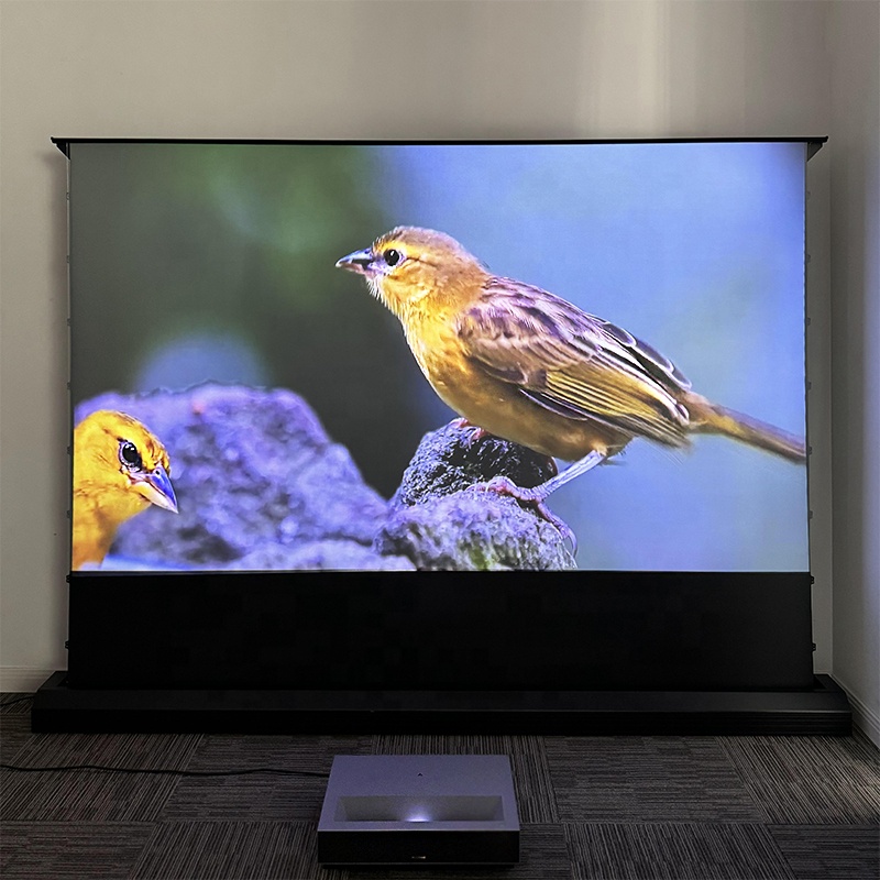 Alr Ambient Light Rejecting Projector Screen - 120インチの電動昇降式ALR（アンビエントライトリジェクティング）プロジェクションスクリーン。Tプリズム採用で、超短焦点レーザープロジェクター（UST）に最適。