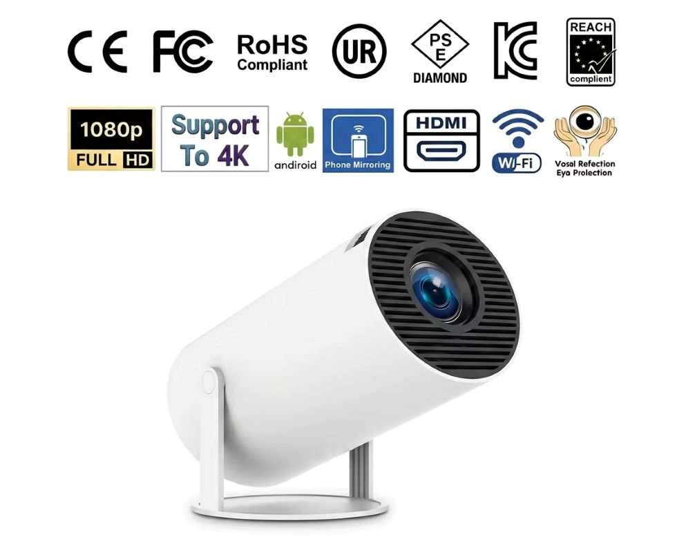 1080P対応のポータブルプロジェクター。200ANSIルー - 4K Smart Projector Android 11 Wifi 6 のレビューと価格