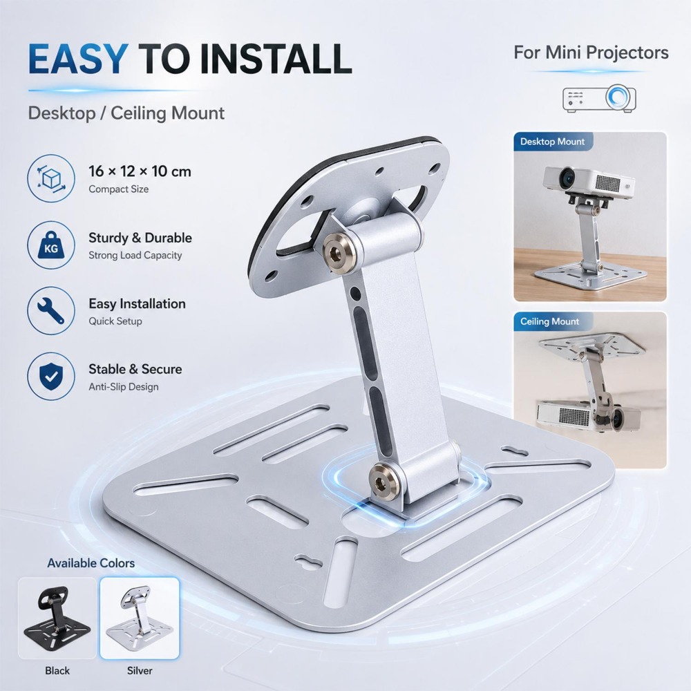 プロジェクタースタンドブラケット360 °   回転式角度調 - Projector Ceiling Mount Bracket Universal のレビューと価格