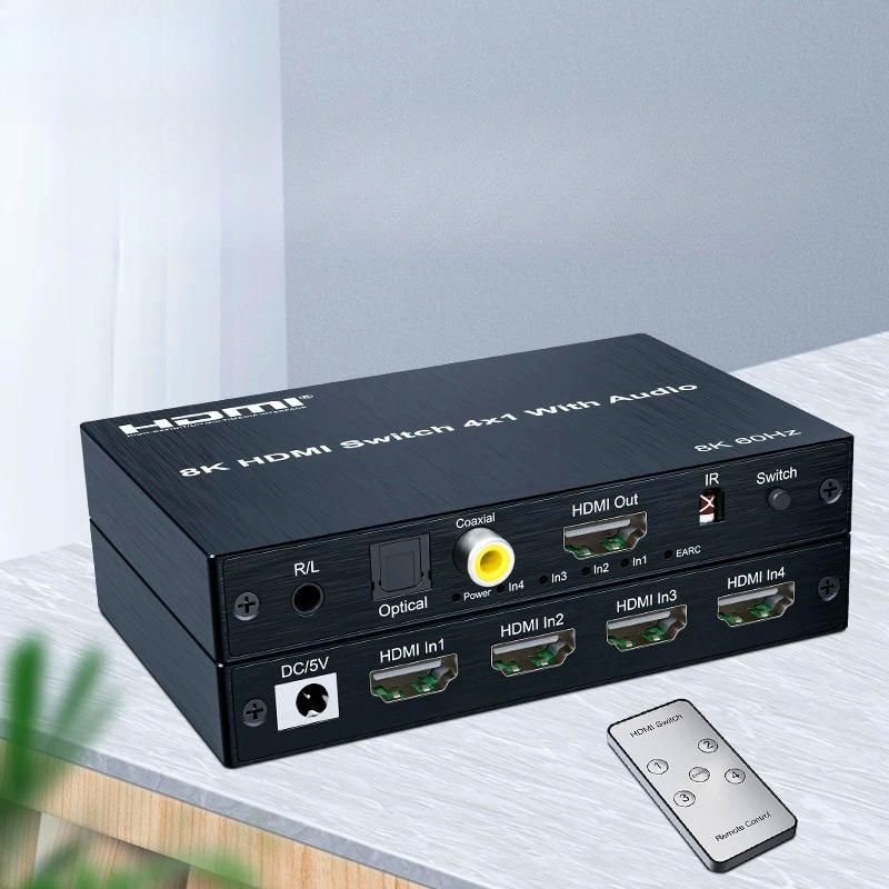 8K 60Hz HDスイッチ 4入力1出力 eARCオーディ - Optical Audio Hdmi Earc Extractor のレビューと価格