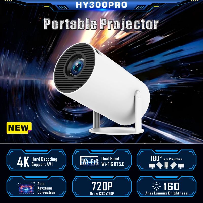 HY300 pro miniスマートプロジェクター 4K A - 4K Smart Projector Android 11 Wifi 6 のレビューと価格