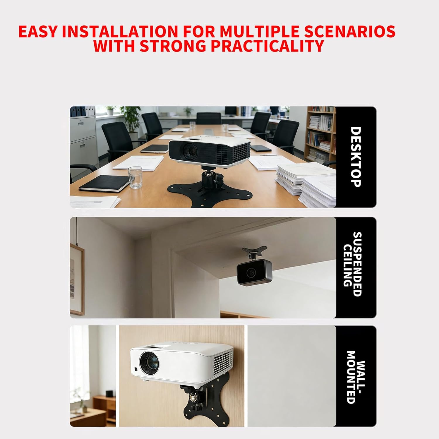 360度回転ボール式垂直取り付けプロジェクターブラケット、壁 - Projector Ceiling Mount Bracket Universal のレビューと価格