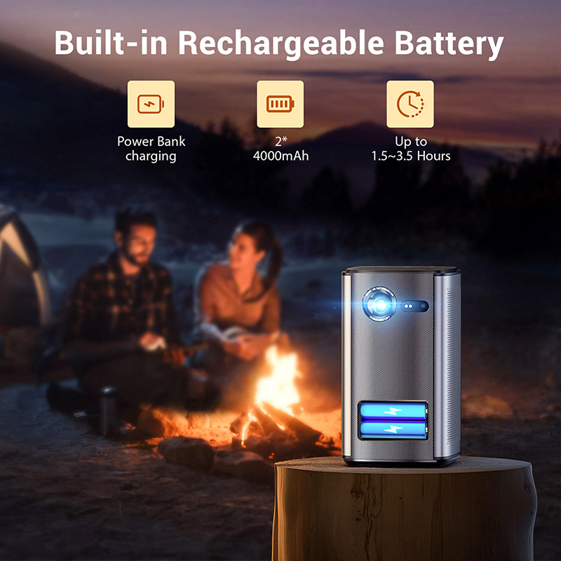 BYINTEKミニプロジェクターバッテリー3D対応P70ポケ - Mini Portable Projector Rechargeable Battery のレビューと価格