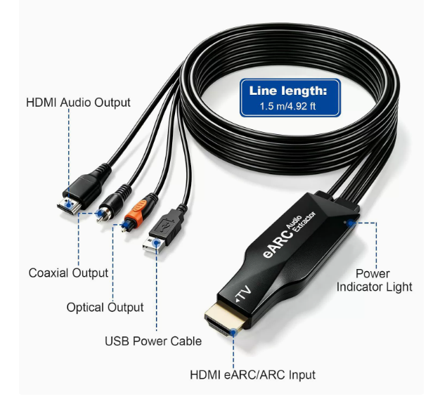 HDMIeARC/ARCオーディオ抽出器、eARC/ARCか - Optical Audio Hdmi Earc Extractor のレビューと価格